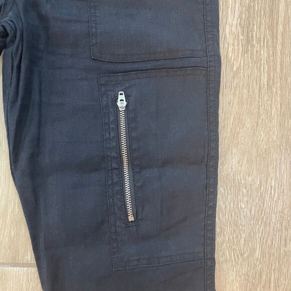 Level 99 Linen Blend Utility Cargo Pants Black Size 27 Ankle Zip Stretch Women’s - Picture 10 of 11